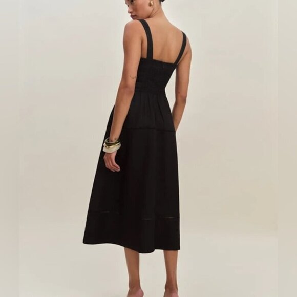 NEW Reformation Everett Sleeveless Linen Embroidered Midi Dress | US 2 UK 6 - Picture 3 of 13